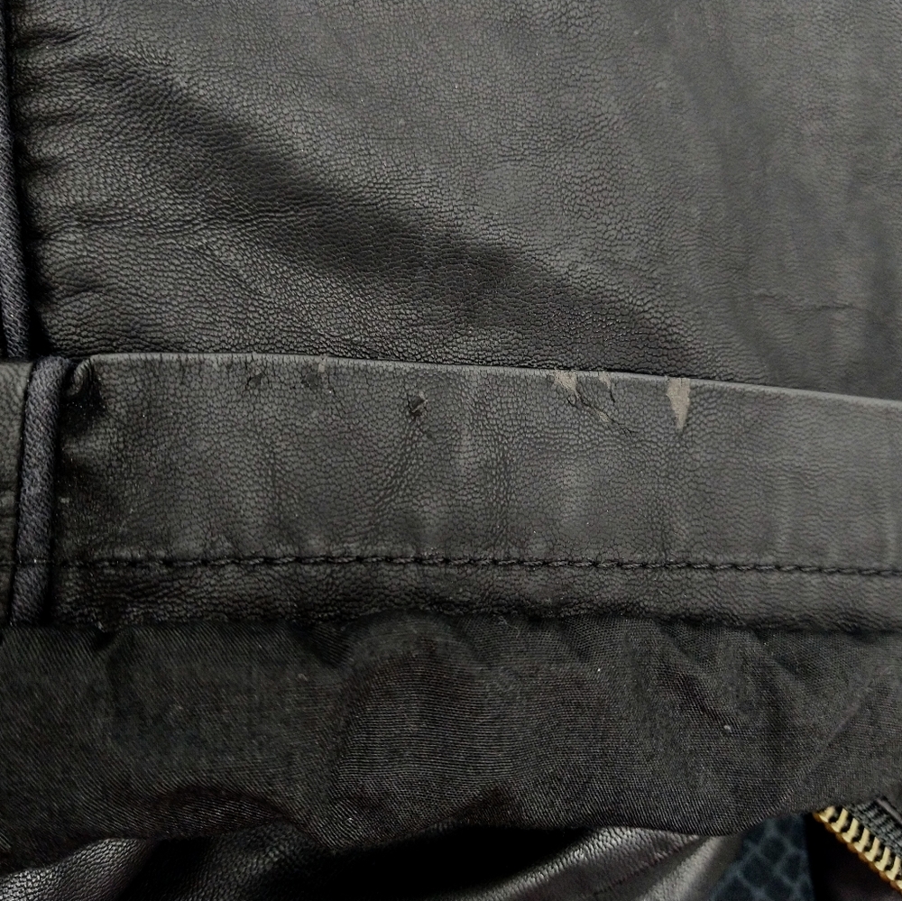 Free People Women's Black Faux Leather Asymmetrical Zip Collared Moto Jacket Sz2 - Picture 13 of 16